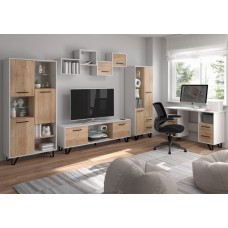 Mēbeļu komplekts BOSS 2, Balts/Gaišais ozols